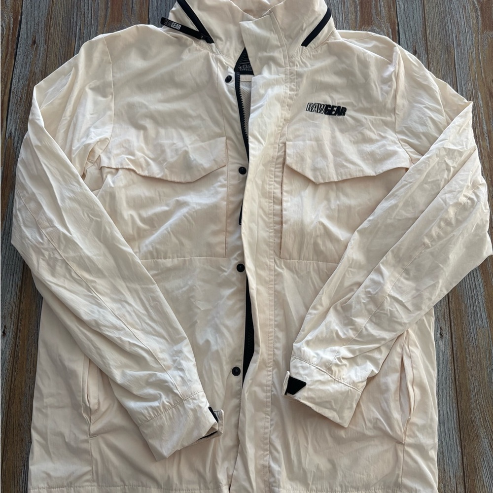 Raw Gear Men’s Polyester Zip Up Jacket Size Small White Never Worn